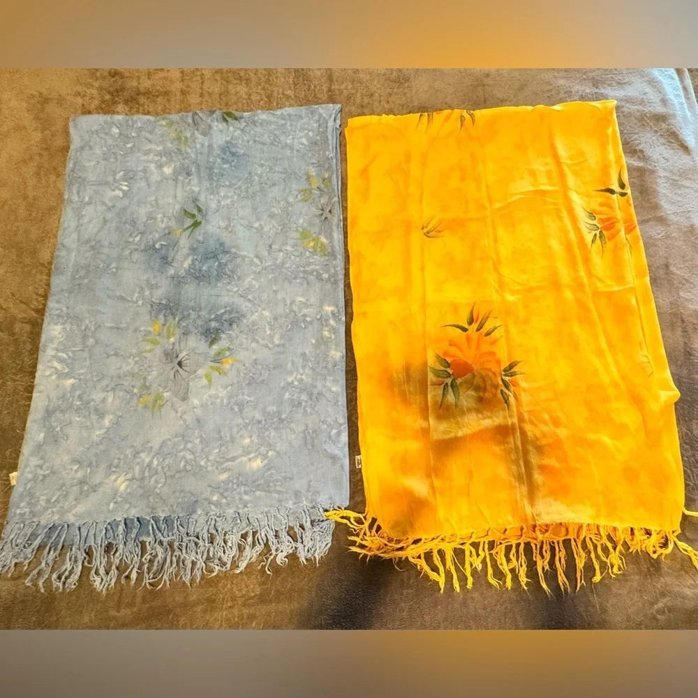 SARONG Sahaja Floral Blue and Yellow Beach summer Hawaiian Scarves wrap